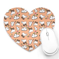 Vintage Lamb Pattern Peach Heart Mousepads by snowwhitegirl