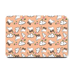 Vintage Lamb Pattern Peach Small Doormat  by snowwhitegirl