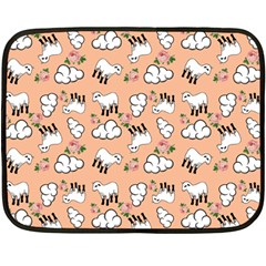 Vintage Lamb Pattern Peach Double Sided Fleece Blanket (mini)  by snowwhitegirl