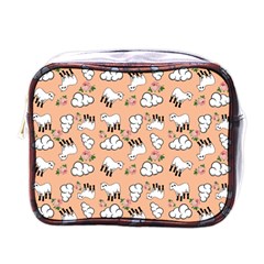 Vintage Lamb Pattern Peach Mini Toiletries Bag (one Side) by snowwhitegirl