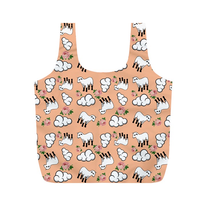 Vintage Lamb Pattern Peach Full Print Recycle Bag (M)