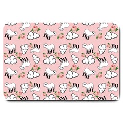 Vintage Lamb Pattern Pink Large Doormat  by snowwhitegirl