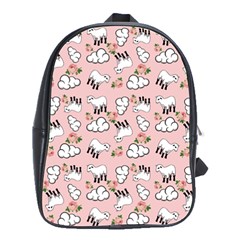 Vintage Lamb Pattern Pink School Bag (large) by snowwhitegirl