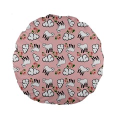 Vintage Lamb Pattern Pink Standard 15  Premium Round Cushions by snowwhitegirl