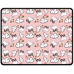 Vintage Lamb Pattern Pink Double Sided Fleece Blanket (medium)  by snowwhitegirl