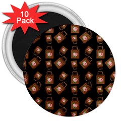 Shopping Bag Pattern Black 3  Magnets (10 Pack)  by snowwhitegirl