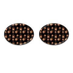 Shopping Bag Pattern Black Cufflinks (oval) by snowwhitegirl