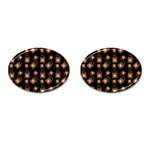 Shopping Bag Pattern Black Cufflinks (Oval) Front(Pair)