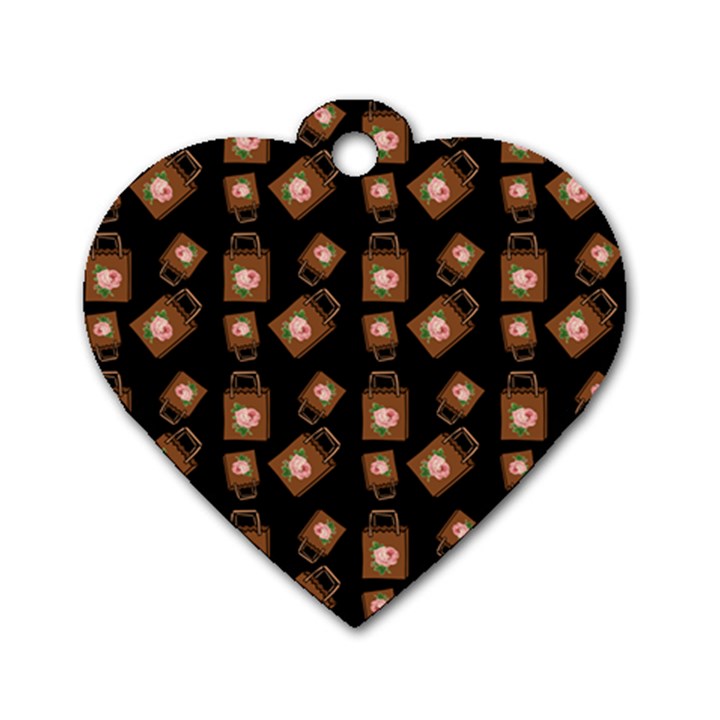 Shopping Bag Pattern Black Dog Tag Heart (Two Sides)