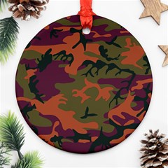 Camouflage Orange Round Ornament (two Sides) by snowwhitegirl