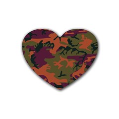 Camouflage Orange Heart Coaster (4 Pack)  by snowwhitegirl