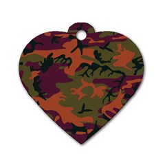 Camouflage Orange Dog Tag Heart (two Sides) by snowwhitegirl