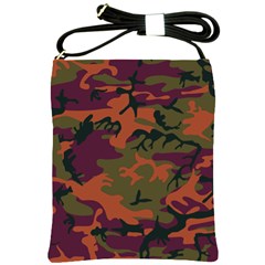 Camouflage Orange Shoulder Sling Bag by snowwhitegirl