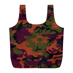 Camouflage Orange Full Print Recycle Bag (l) by snowwhitegirl