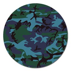 Camouflage Blue Magnet 5  (round) by snowwhitegirl