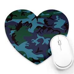 Camouflage Blue Heart Mousepads