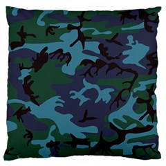 Camouflage Blue Large Flano Cushion Case (two Sides) by snowwhitegirl