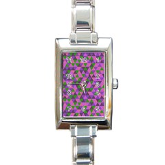 Retro Pink Purple Geometric Pattern Rectangle Italian Charm Watch