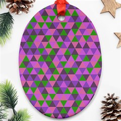 Retro Pink Purple Geometric Pattern Ornament (Oval)