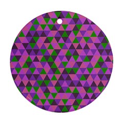 Retro Pink Purple Geometric Pattern Round Ornament (two Sides) by snowwhitegirl