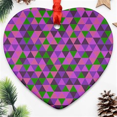 Retro Pink Purple Geometric Pattern Heart Ornament (Two Sides)