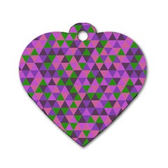 Retro Pink Purple Geometric Pattern Dog Tag Heart (One Side)