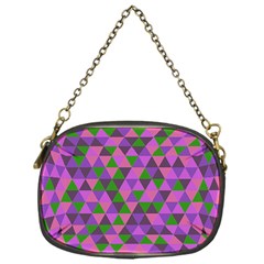 Retro Pink Purple Geometric Pattern Chain Purse (One Side)