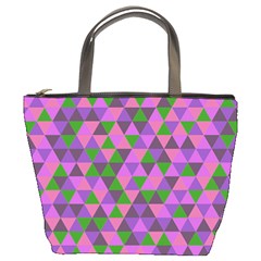 Retro Pink Purple Geometric Pattern Bucket Bag