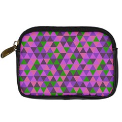 Retro Pink Purple Geometric Pattern Digital Camera Leather Case