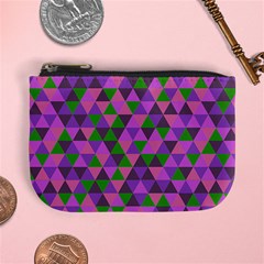 Retro Pink Purple Geometric Pattern Mini Coin Purse