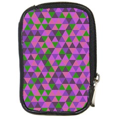 Retro Pink Purple Geometric Pattern Compact Camera Leather Case