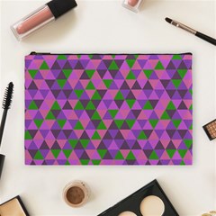 Retro Pink Purple Geometric Pattern Cosmetic Bag (Large)