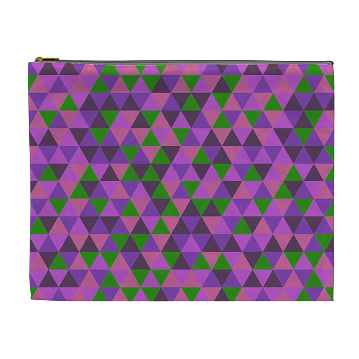 Retro Pink Purple Geometric Pattern Cosmetic Bag (XL)