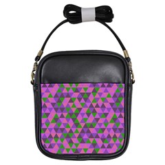 Retro Pink Purple Geometric Pattern Girls Sling Bag