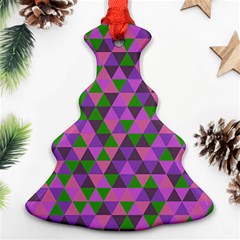 Retro Pink Purple Geometric Pattern Ornament (Christmas Tree) 