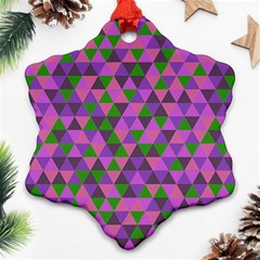 Retro Pink Purple Geometric Pattern Snowflake Ornament (Two Sides)