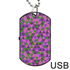 Retro Pink Purple Geometric Pattern Dog Tag USB Flash (One Side)