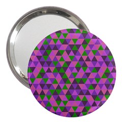 Retro Pink Purple Geometric Pattern 3  Handbag Mirrors