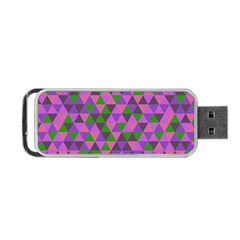 Retro Pink Purple Geometric Pattern Portable USB Flash (One Side)