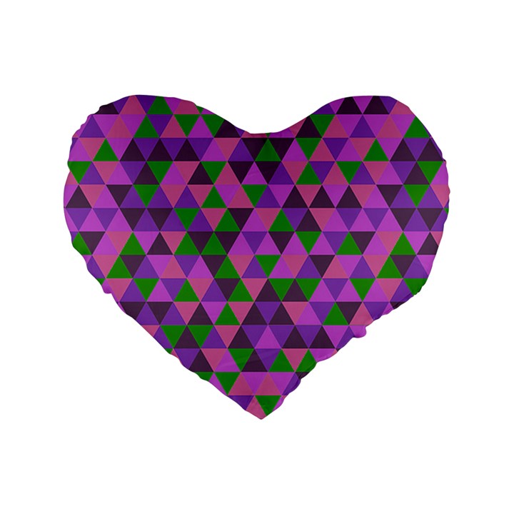 Retro Pink Purple Geometric Pattern Standard 16  Premium Heart Shape Cushions