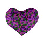 Retro Pink Purple Geometric Pattern Standard 16  Premium Heart Shape Cushions Back