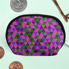 Retro Pink Purple Geometric Pattern Accessory Pouch (Medium)