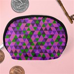 Retro Pink Purple Geometric Pattern Accessory Pouch (Medium) Back