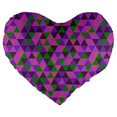 Retro Pink Purple Geometric Pattern Large 19  Premium Flano Heart Shape Cushions