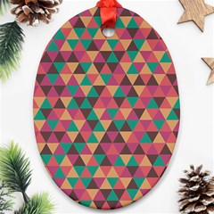 Retro Orange Green Geometric Pattern Oval Ornament (two Sides) by snowwhitegirl