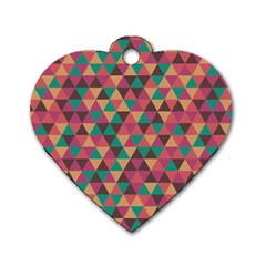 Retro Orange Green Geometric Pattern Dog Tag Heart (two Sides) by snowwhitegirl