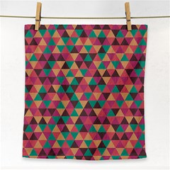 Retro Orange Green Geometric Pattern Face Towel by snowwhitegirl