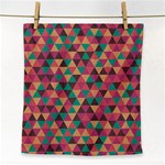 Retro Orange Green Geometric Pattern Face Towel Front