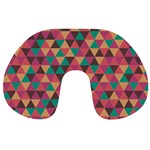 Retro Orange Green Geometric Pattern Travel Neck Pillows Front