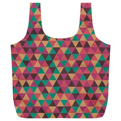 Retro Orange Green Geometric Pattern Full Print Recycle Bag (xl) by snowwhitegirl